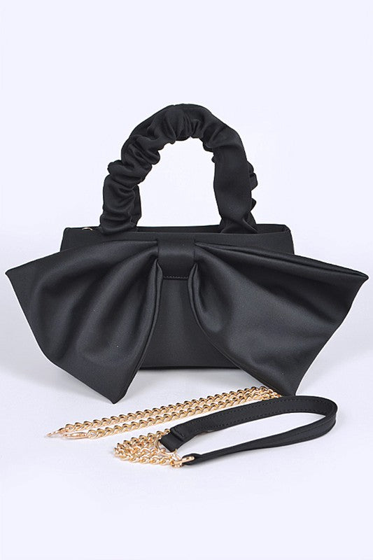 Crinkle Handle Large Bow Tie Clutch Bag | Modern Boutique Fashion