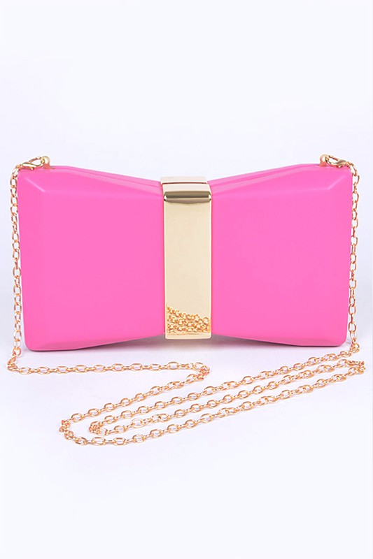Gold Trim Iconic Bow Inspired Box Clutch | Modern Boutique Fashion