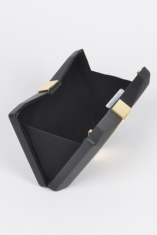Gold Trim Iconic Bow Inspired Box Clutch | Modern Boutique Fashion