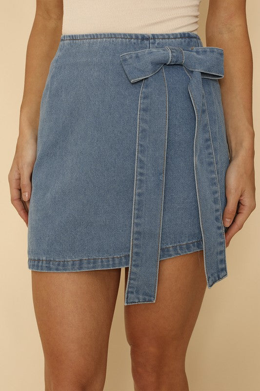 Asymmetrical Denim Bow Skirt | Modern Boutique Fashion