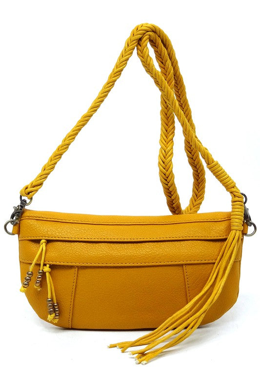 Braided Tassel Strap Crossbody Bag | Modern Boutique Fashion