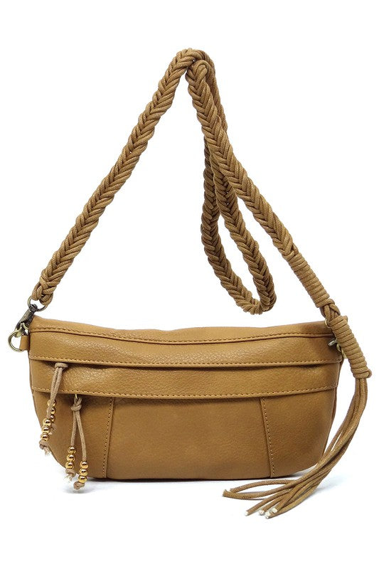 Braided Tassel Strap Crossbody Bag | Modern Boutique Fashion