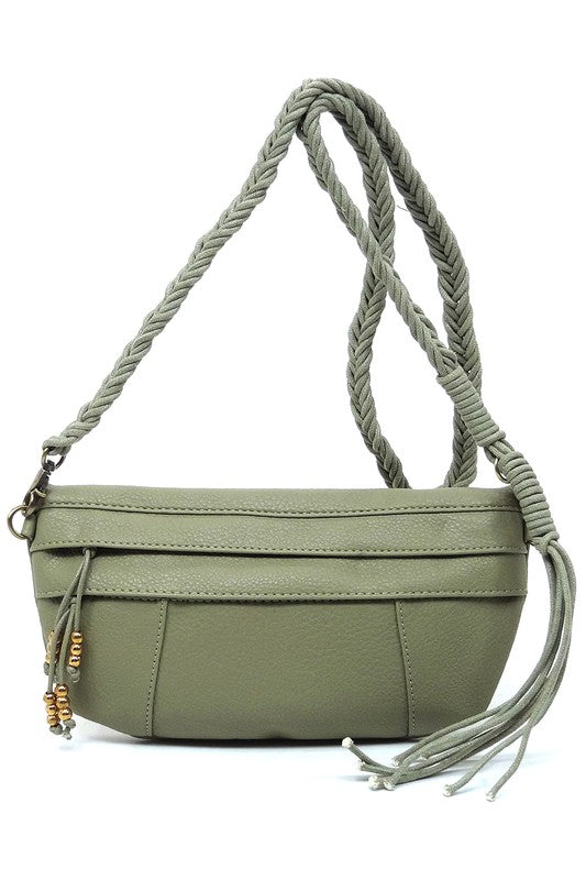 Braided Tassel Strap Crossbody Bag | Modern Boutique Fashion