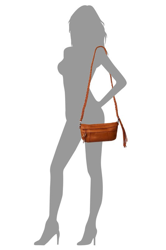 Braided Tassel Strap Crossbody Bag | Modern Boutique Fashion