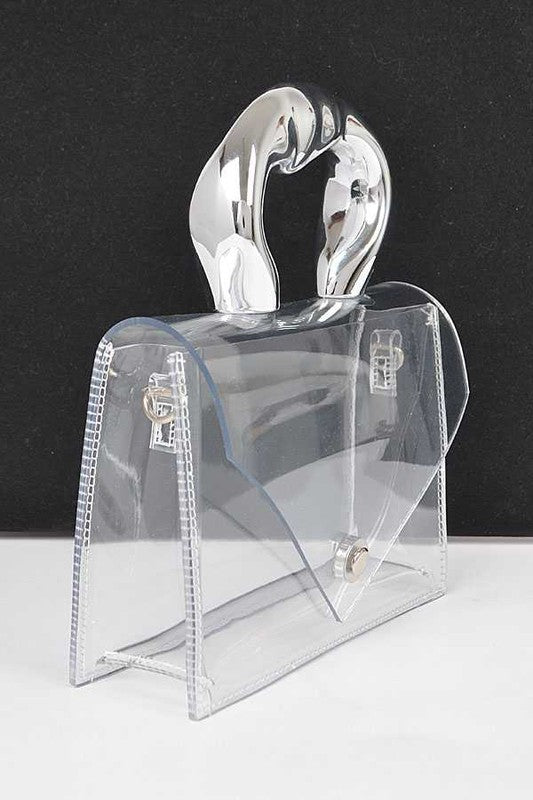 Silver Handle Transparent Stadium Bag | Modern Boutique Fashion