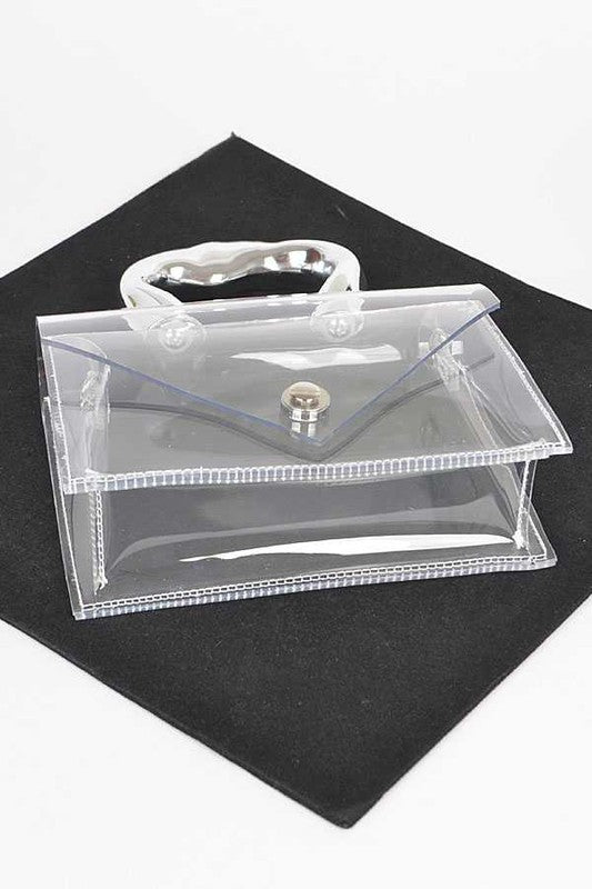 Silver Handle Transparent Stadium Bag | Modern Boutique Fashion