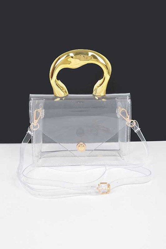 Silver Handle Transparent Stadium Bag | Modern Boutique Fashion