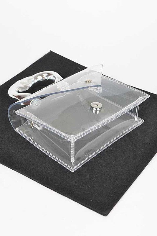 Silver Handle Transparent Stadium Bag | Modern Boutique Fashion