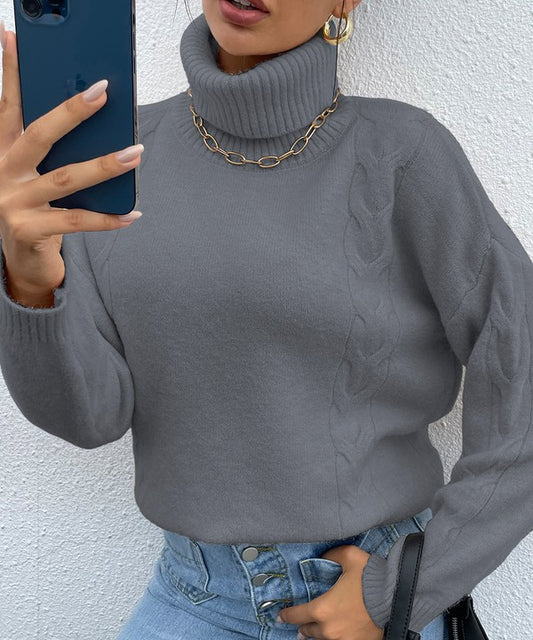Grey Turtleneck Drop Shoulder Sweater | Modern Boutique Fashion