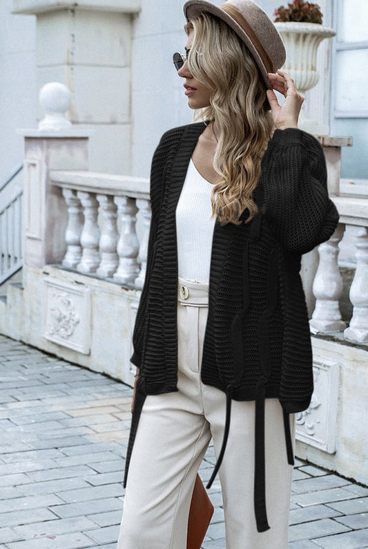 Black Essnce Batwing Sleeve Open Front Cardigan | Modern Boutique Fashion