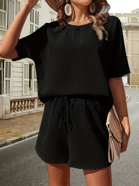 Textured shorts set women's boutique style