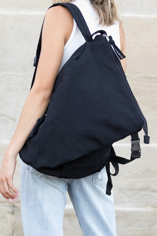 Kai Asymmetric Canvas Backpack | Modern Boutique Fashion