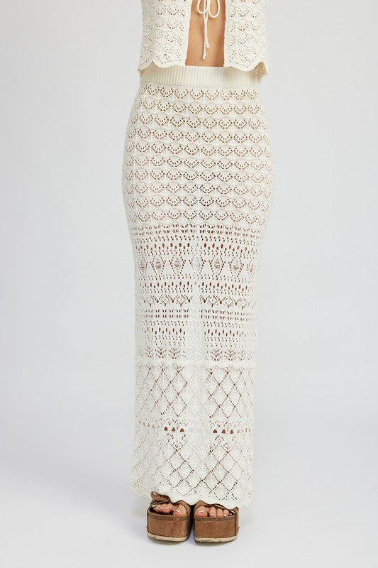 Fitted Crochet Maxi Skirt With Slit | Modern Boutique Fashion