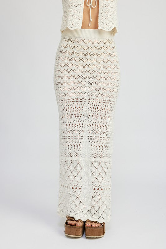 FITTED CROCHET MAXI SKIRT WITH SLIT