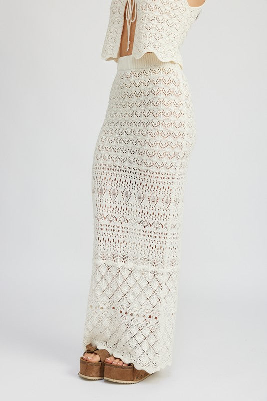 Fitted Crochet Maxi Skirt With Slit | Modern Boutique Fashion
