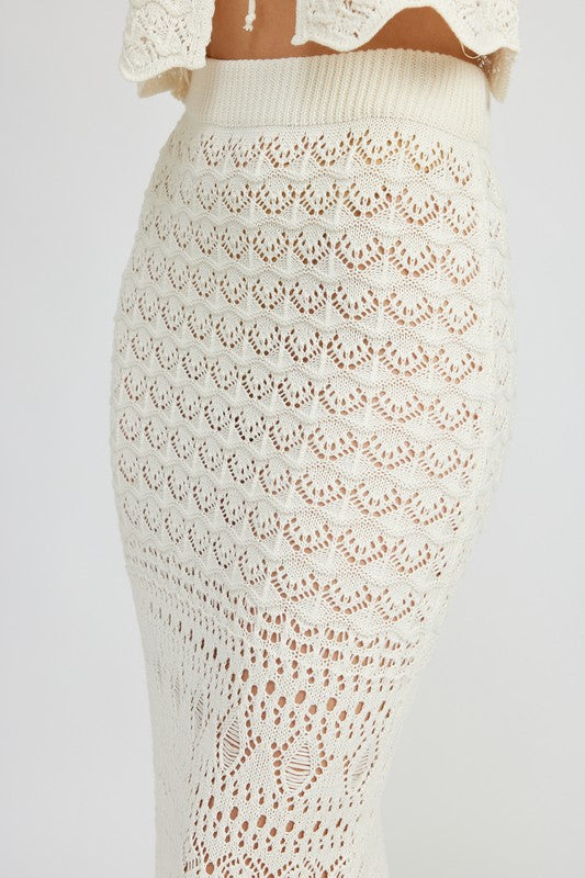 Fitted Crochet Maxi Skirt With Slit | Modern Boutique Fashion