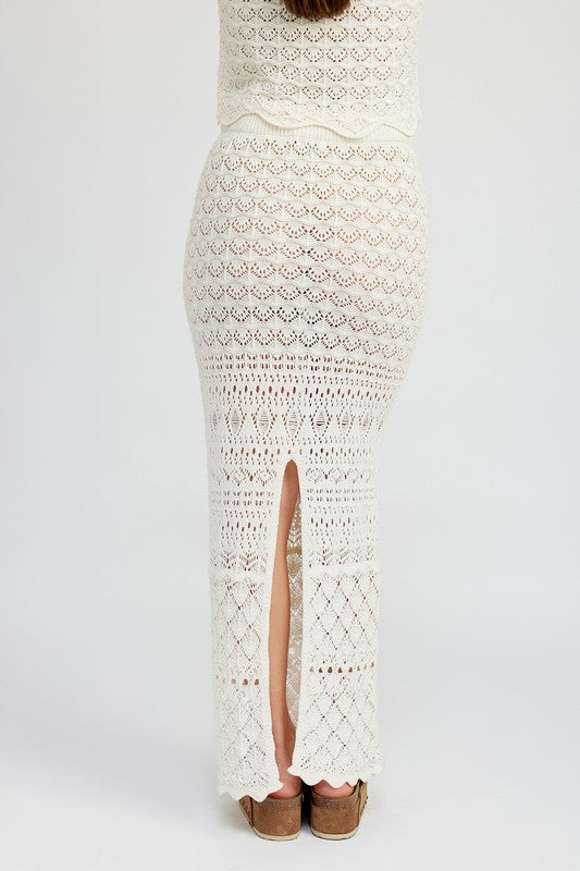 Fitted Crochet Maxi Skirt With Slit | Modern Boutique Fashion