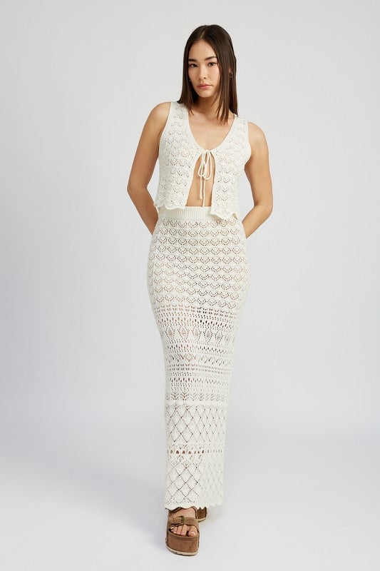 Fitted Crochet Maxi Skirt With Slit | Modern Boutique Fashion