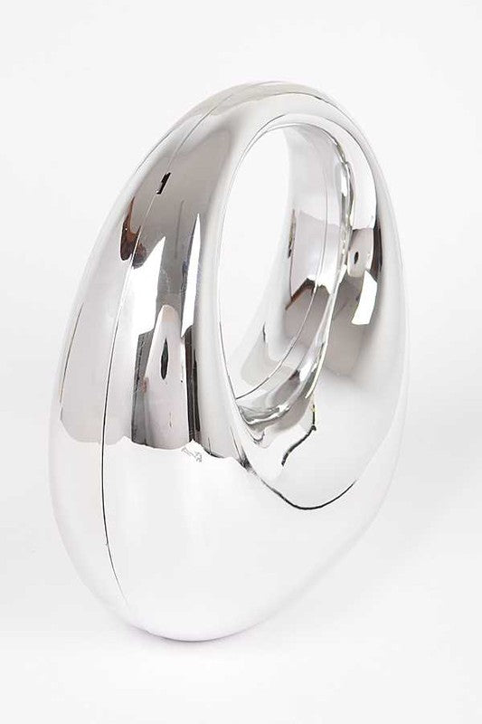 Polish Silver Molded Handle Box Clutch | Modern Boutique Fashion