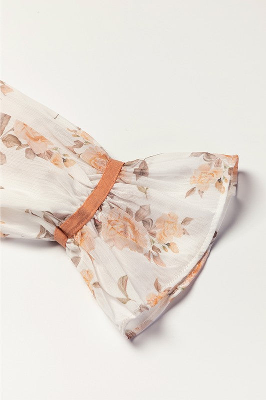 Floral Ruffle Cuff Sleeve Cable Knit Sweater | Modern Boutique Fashion