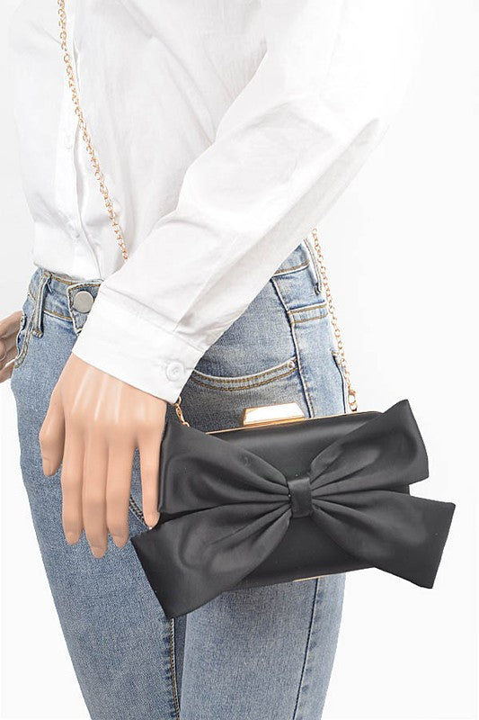 Satin Bowtie Box Clutch | Modern Boutique Fashion