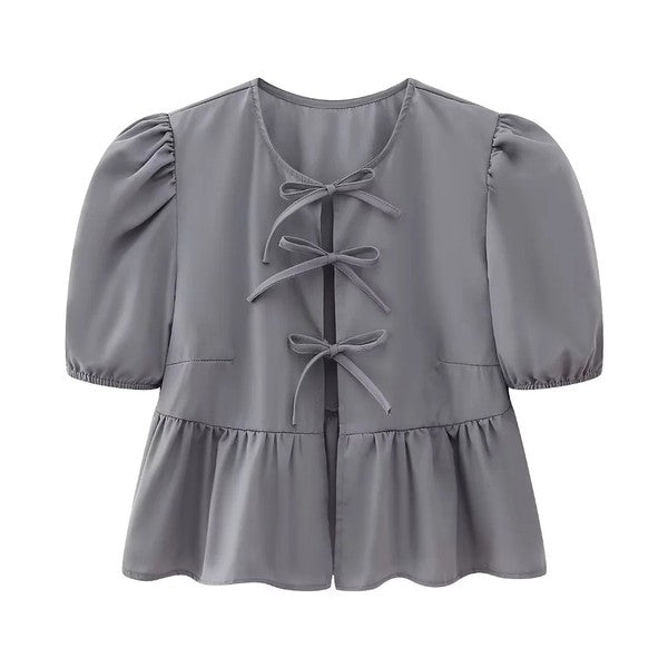 Front-Tie Peplum Blouse | Modern Boutique Fashion