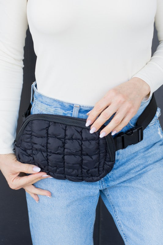 Anya Quilted Puffer Sling Belt Fanny Bum Bag | Modern Boutique Fashion
