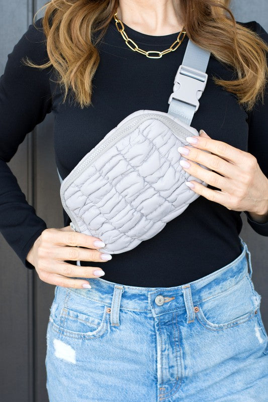 Anya Quilted Puffer Sling Belt Fanny Bum Bag | Modern Boutique Fashion