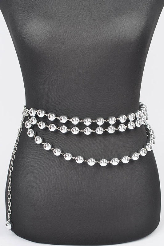 Layered Metallic Ccb Beads Iconic Chain Belt | Modern Boutique Fashion