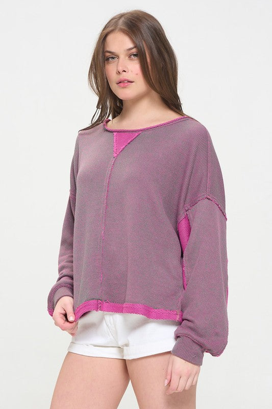 Long Dolman Sleeve Round Neck Casual Knit Sweater | Modern Boutique Fashion