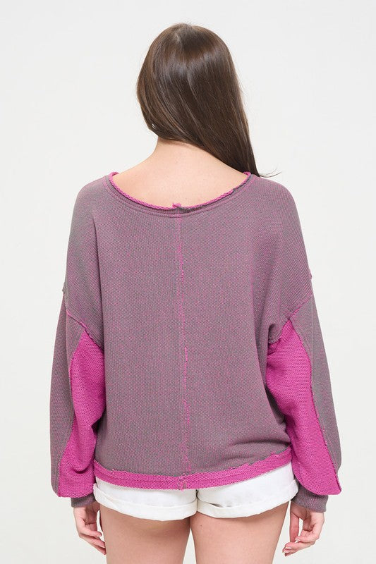 Long Dolman Sleeve Round Neck Casual Knit Sweater | Modern Boutique Fashion