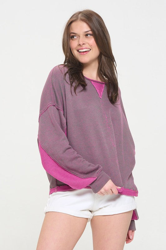 Long Dolman Sleeve Round Neck Casual Knit Sweater | Modern Boutique Fashion