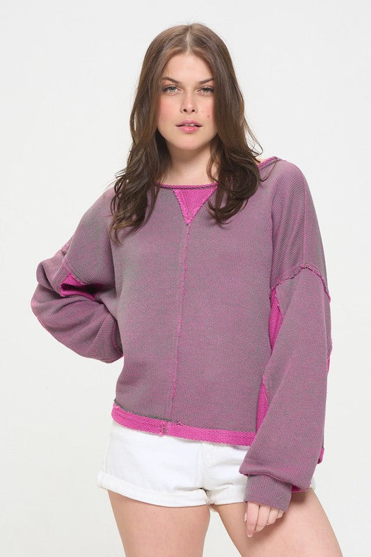 Long Dolman Sleeve Round Neck Casual Knit Sweater | Modern Boutique Fashion