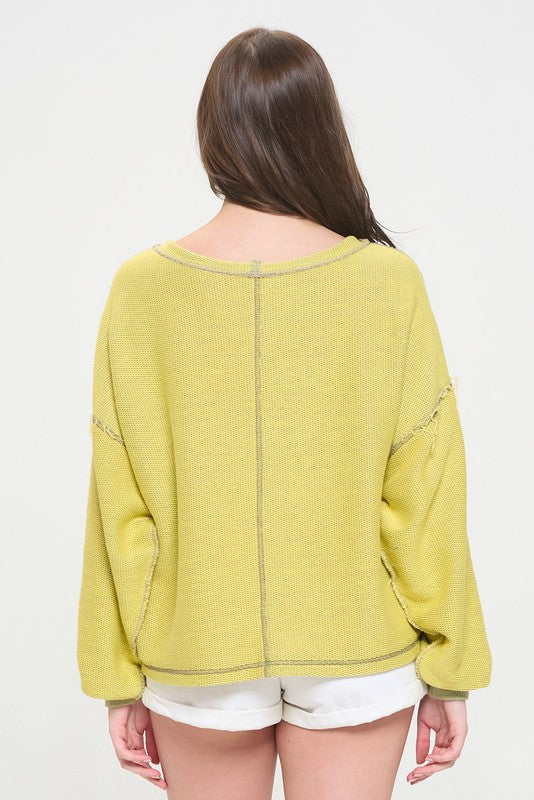 Long Dolman Sleeve Round Neck Casual Knit Sweater | Modern Boutique Fashion