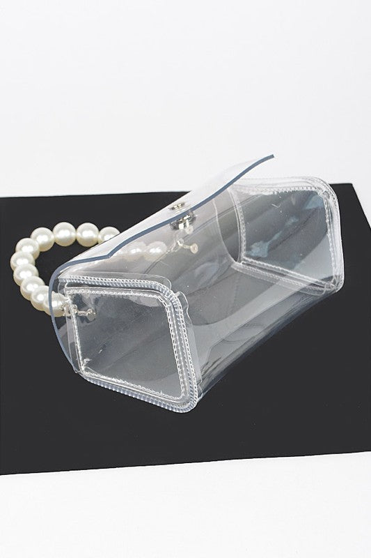 Pearl Handle Convertible Stadium Transparent Bag | Modern Boutique Fashion