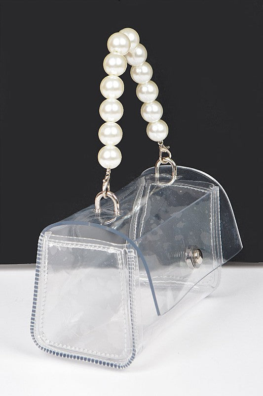 Pearl Handle Convertible Stadium Transparent Bag | Modern Boutique Fashion