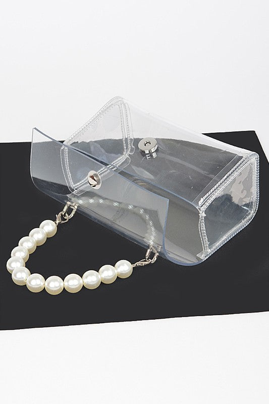 Pearl Handle Convertible Stadium Transparent Bag | Modern Boutique Fashion