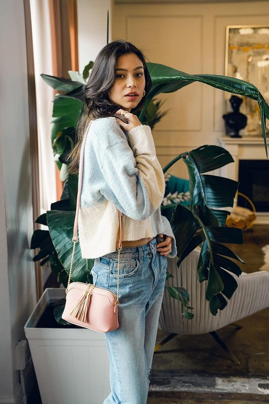 Tassel Small Crossbody Bag With Chain Strap | Modern Boutique Fashion