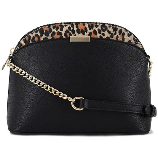 Leopard Accent Small Dome Crossbody Bag | Modern Boutique Fashion