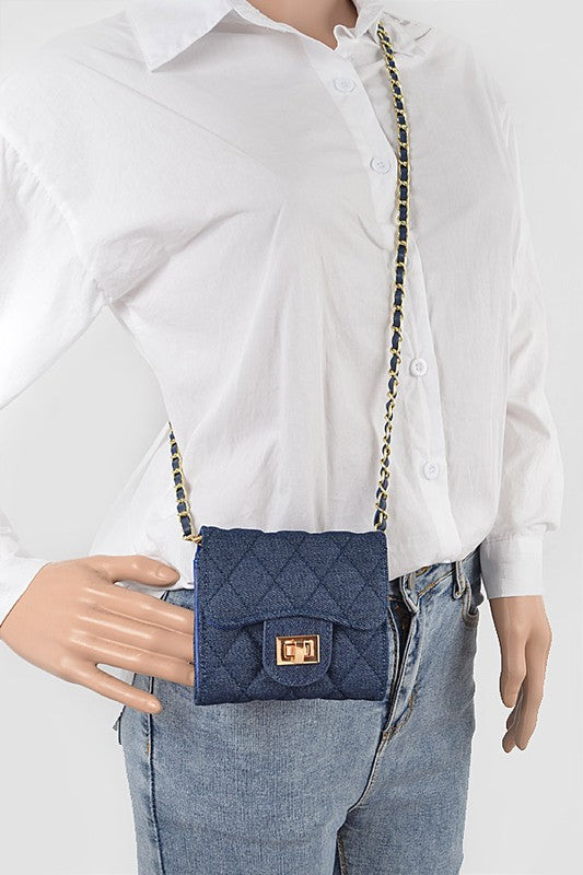 Quilted Denim Swing Wallet | Modern Boutique Fashion