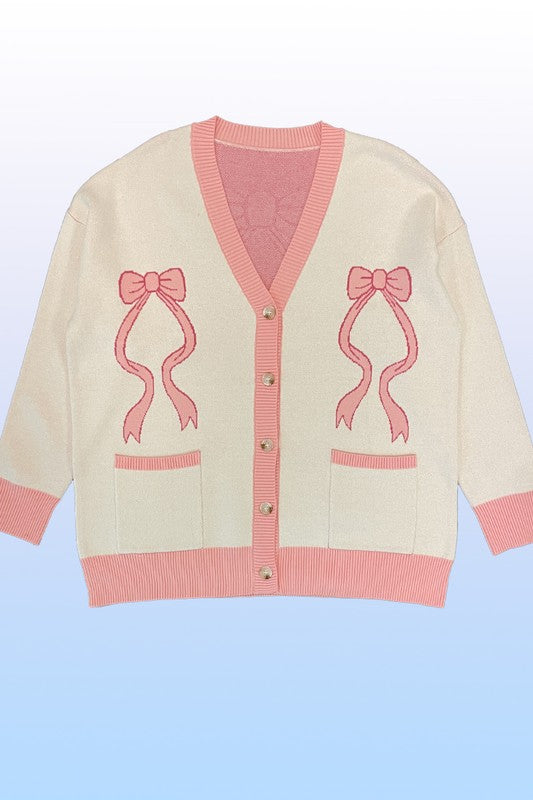 Varsity Knit Bow Cardigan | Modern Boutique Fashion