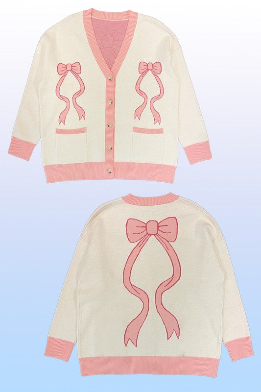 Varsity Knit Bow Cardigan | Modern Boutique Fashion