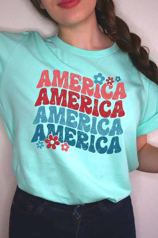 Groovy America USA 4th Of July Graphic T Shirts