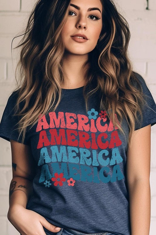 Groovy America USA 4th Of July Graphic T Shirts