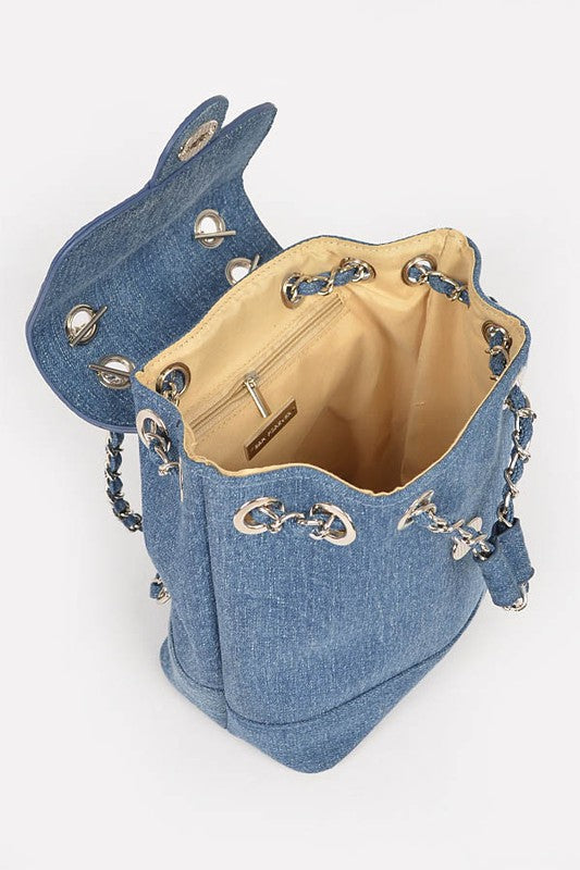Denim Fashion Backpack | Modern Boutique Fashion
