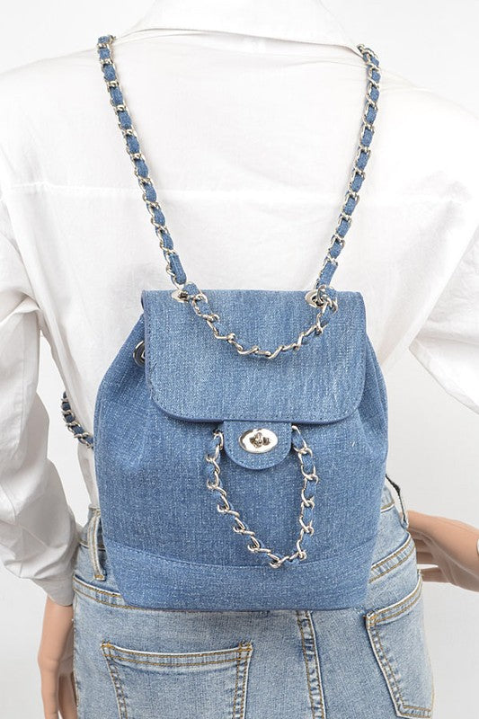 Denim Fashion Backpack | Modern Boutique Fashion