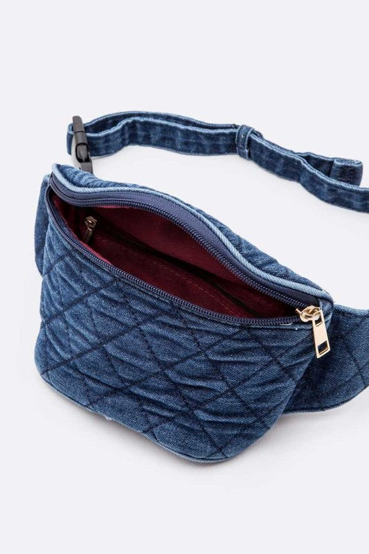 Washed Denim Quilted Fanny Pack | Modern Boutique Fashion