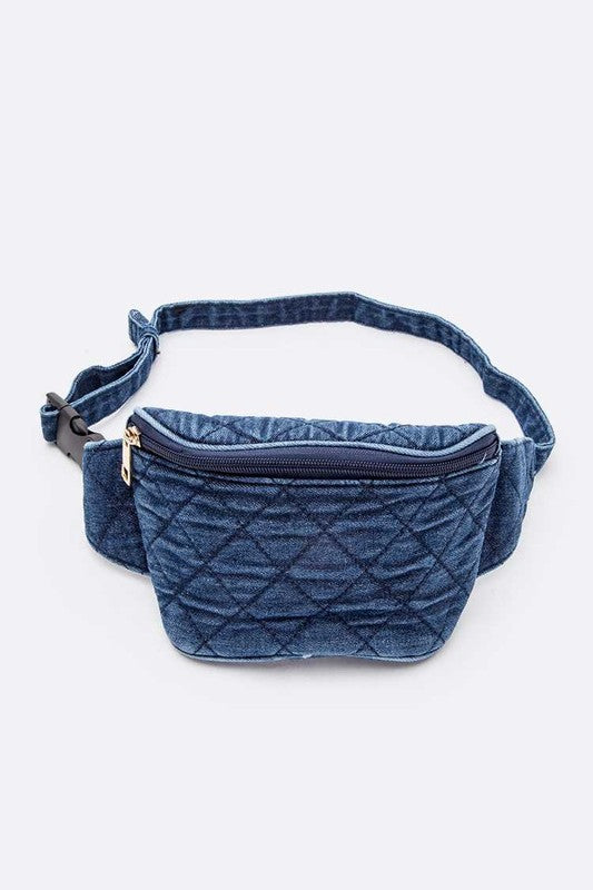 Washed Denim Quilted Fanny Pack | Modern Boutique Fashion