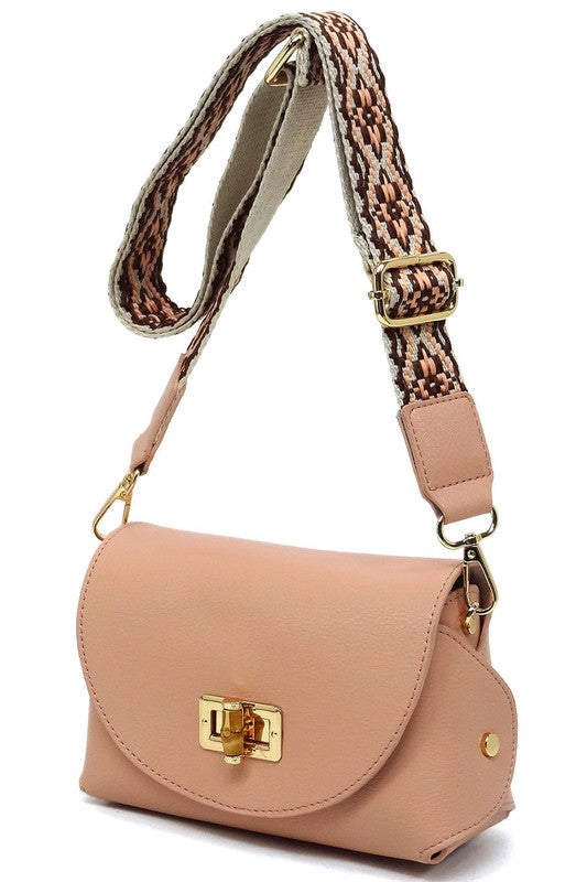 Bamboo Twist Lock Flap Crossbody Bag | Modern Boutique Fashion