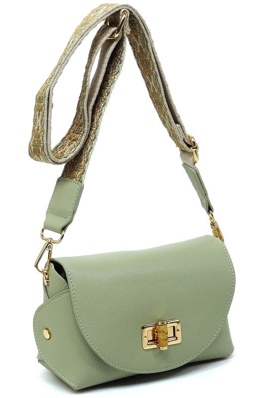 Bamboo Twist Lock Flap Crossbody Bag | Modern Boutique Fashion